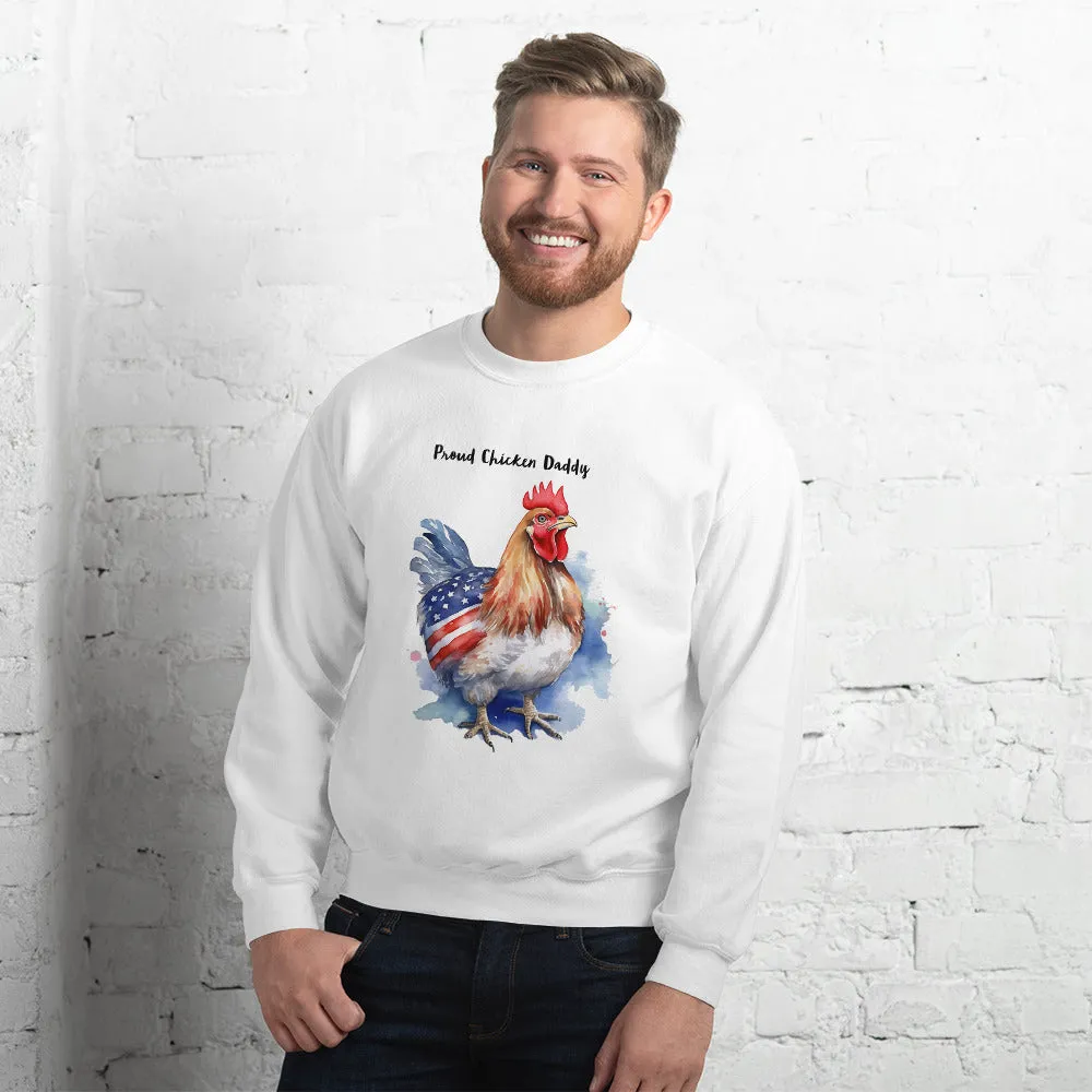 Custom Text Patriotic Chicken Sweatshirt For Daddy Or Mom / Gift For Chicken Owner