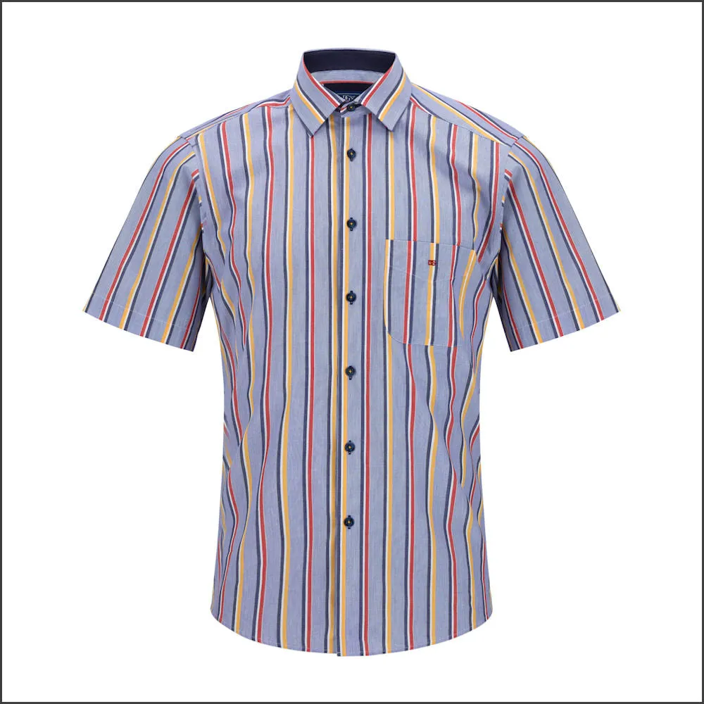 Dg's Blue  Multi Stripe Short Sleeve-