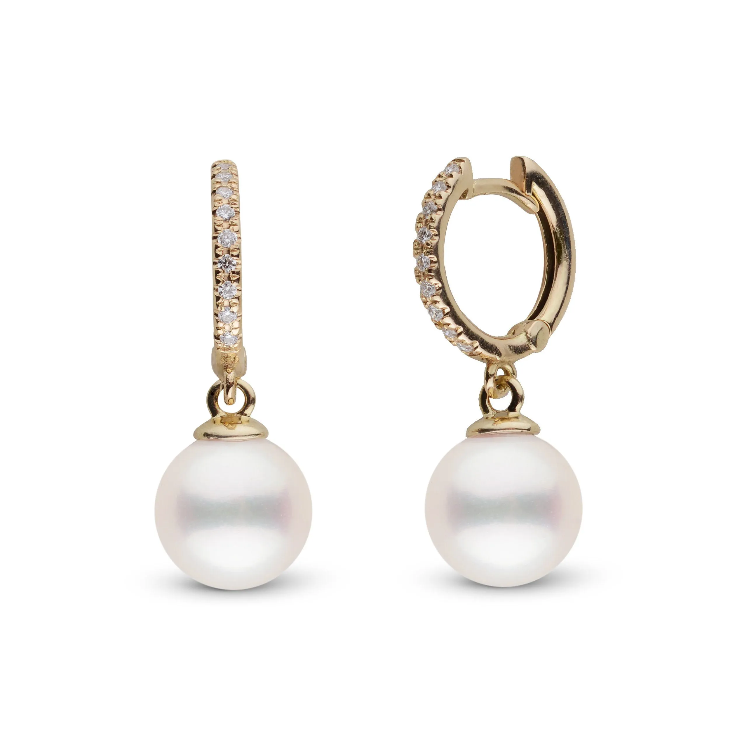 Diamond Small Hoop Collection 7.5-8.0 mm Freshadama Pearl Earrings