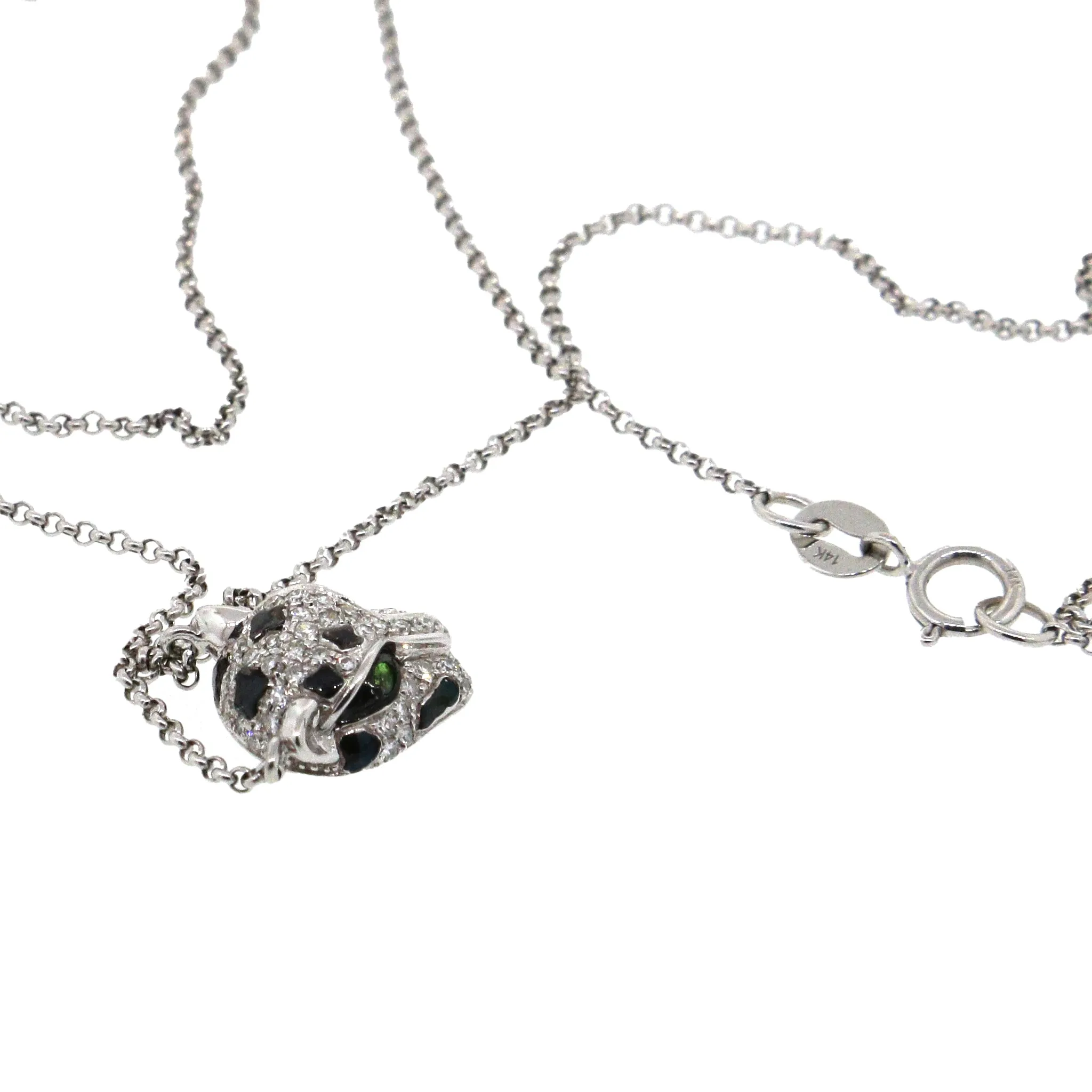 Effy Signature Panther Head Diamond and Tsavorite Pendant Necklace