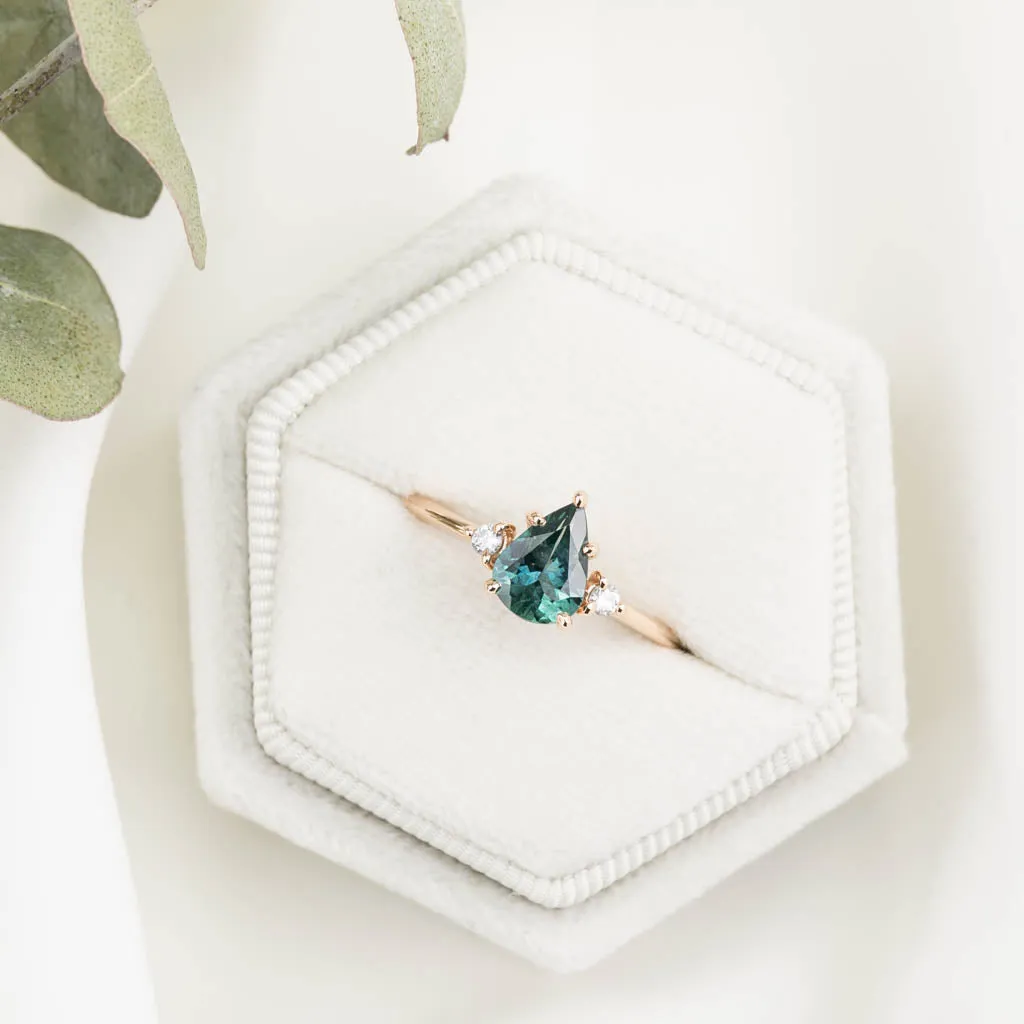 Emilie Ring 1.13ct Teal Blue Montana Sapphire, 14K Rose Gold (One of a kind)