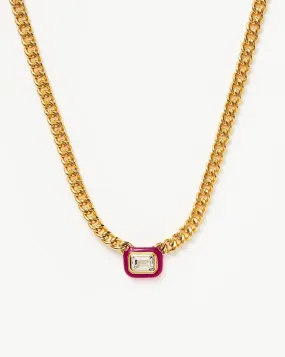 Enamel & Stone Floating Pendant Chain Necklace | 18ct Gold Plated/White Cubic Zirconia