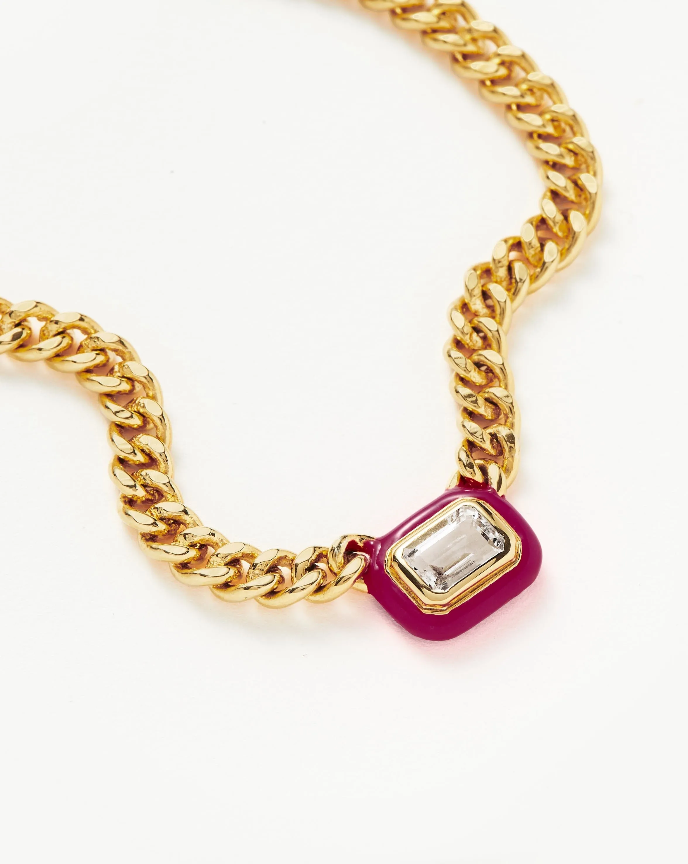 Enamel & Stone Floating Pendant Chain Necklace | 18ct Gold Plated/White Cubic Zirconia