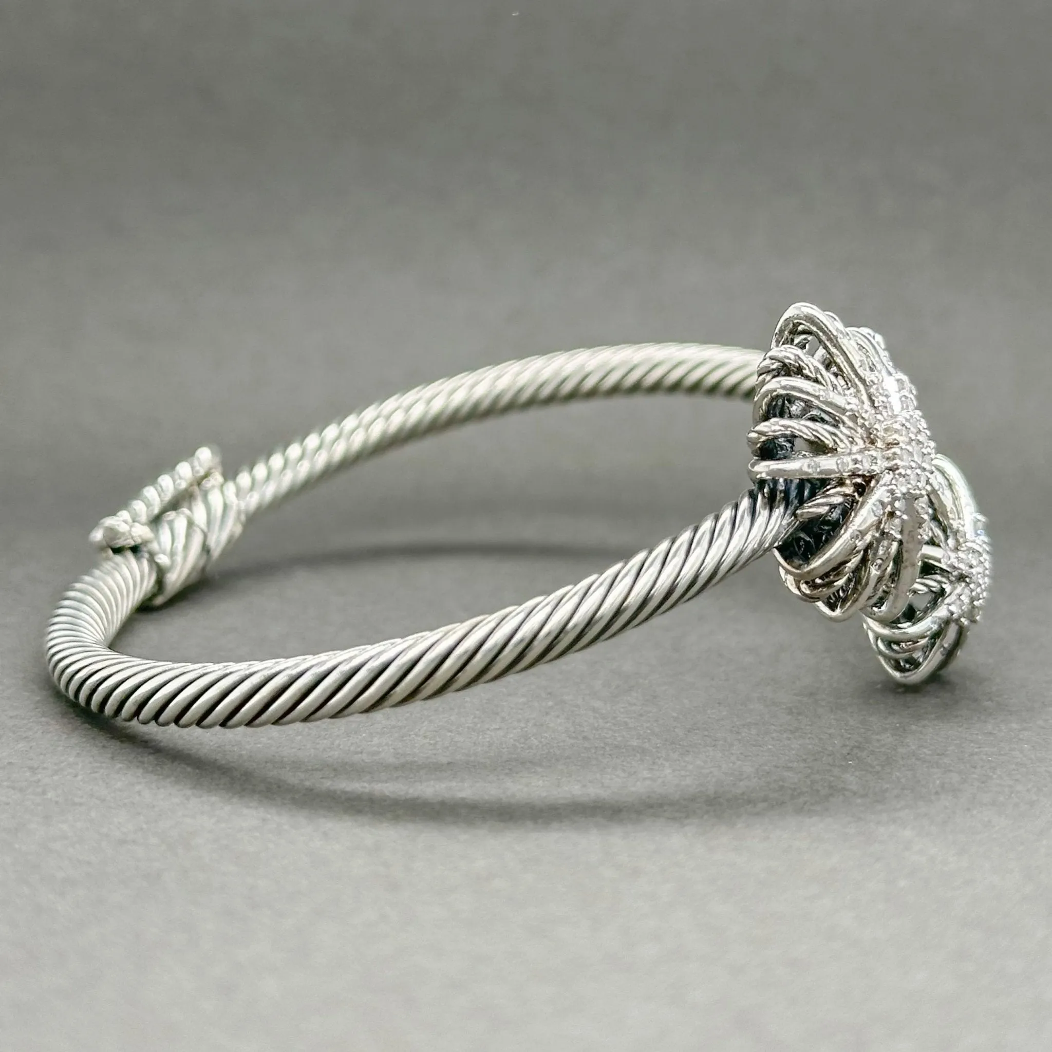 Estate David Yurman SS 0.74ctw G-H/SI1 Diamond Starburst Open Bangle