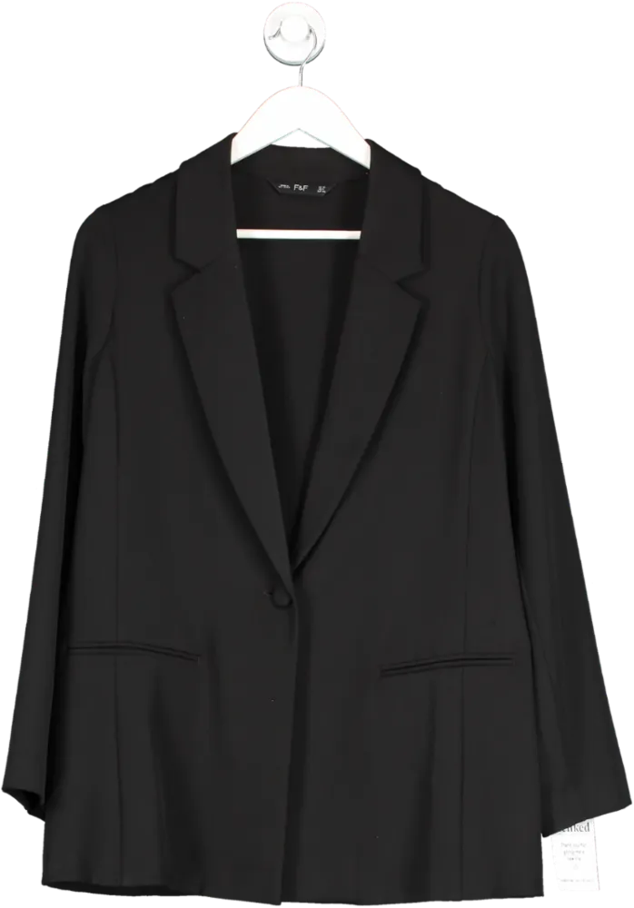 F&F Black Single Breasted Blazer Jacket UK 12