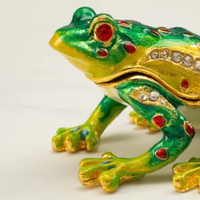 Frog Figurine Keepsake Box made with Crystals