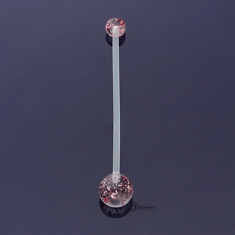 Glitters Acrylic Balls Pregnancy Bioflex Belly Button Ring - Pink