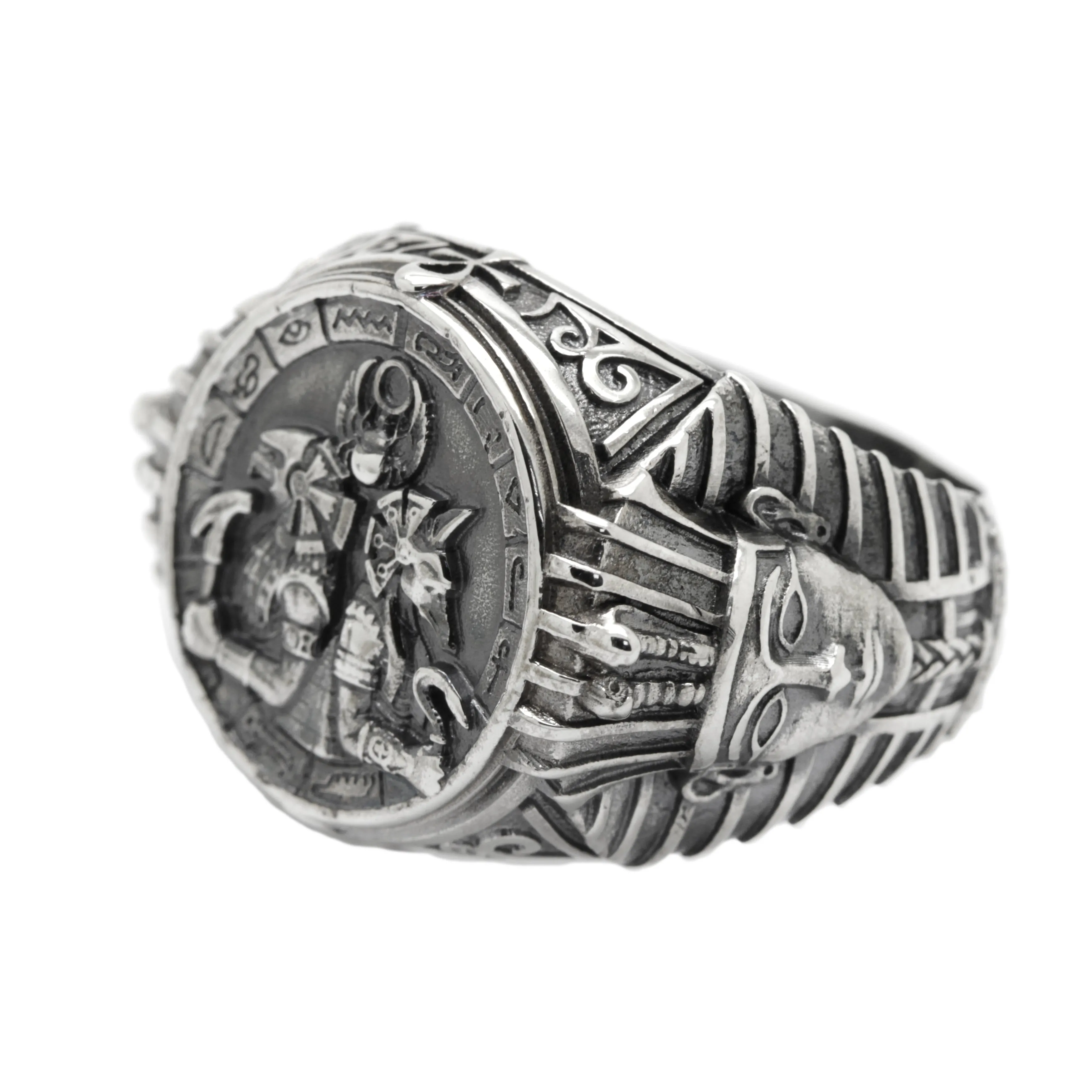 Gods of Egypt, A Huge Man Sterling Silver Ring Signet