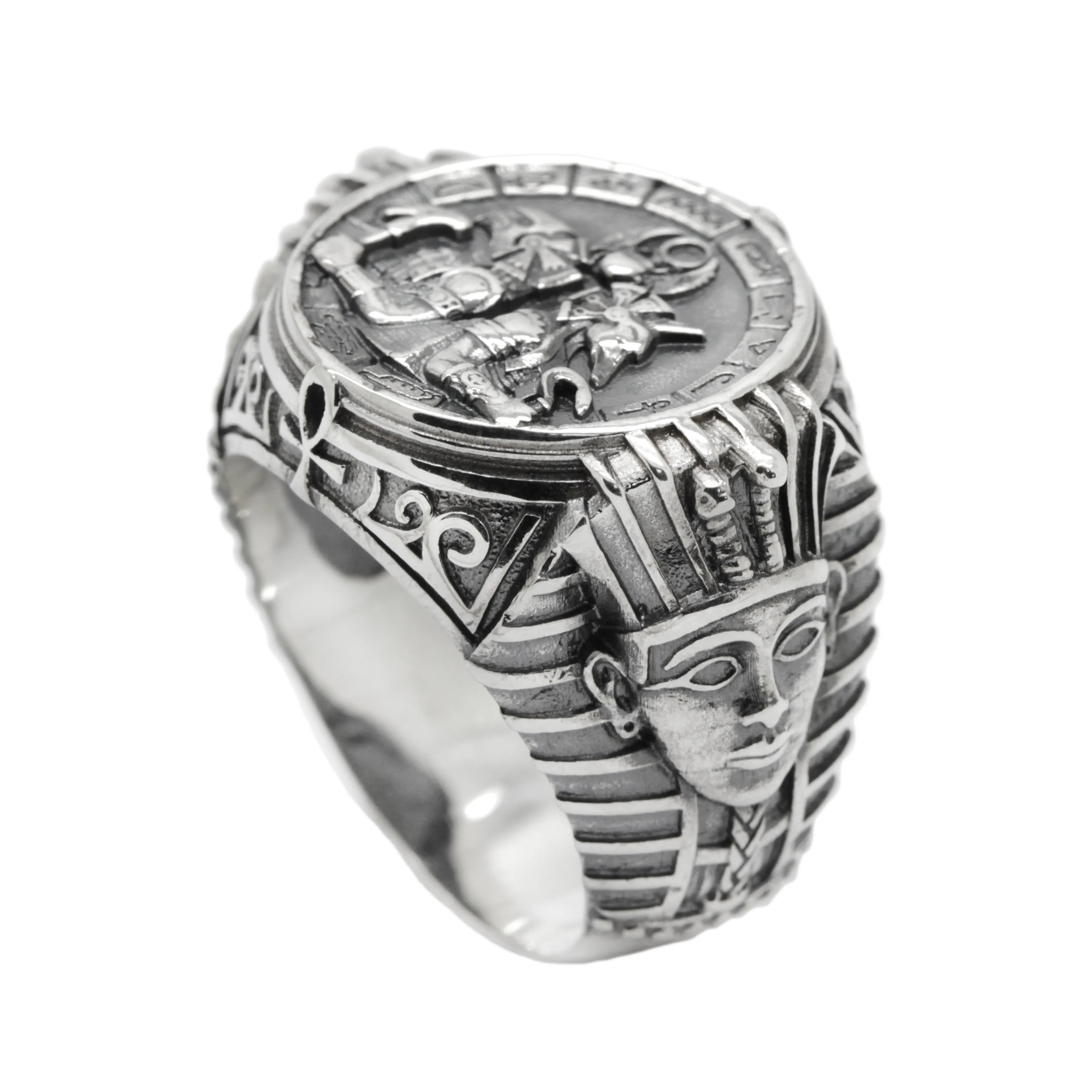 Gods of Egypt, A Huge Man Sterling Silver Ring Signet