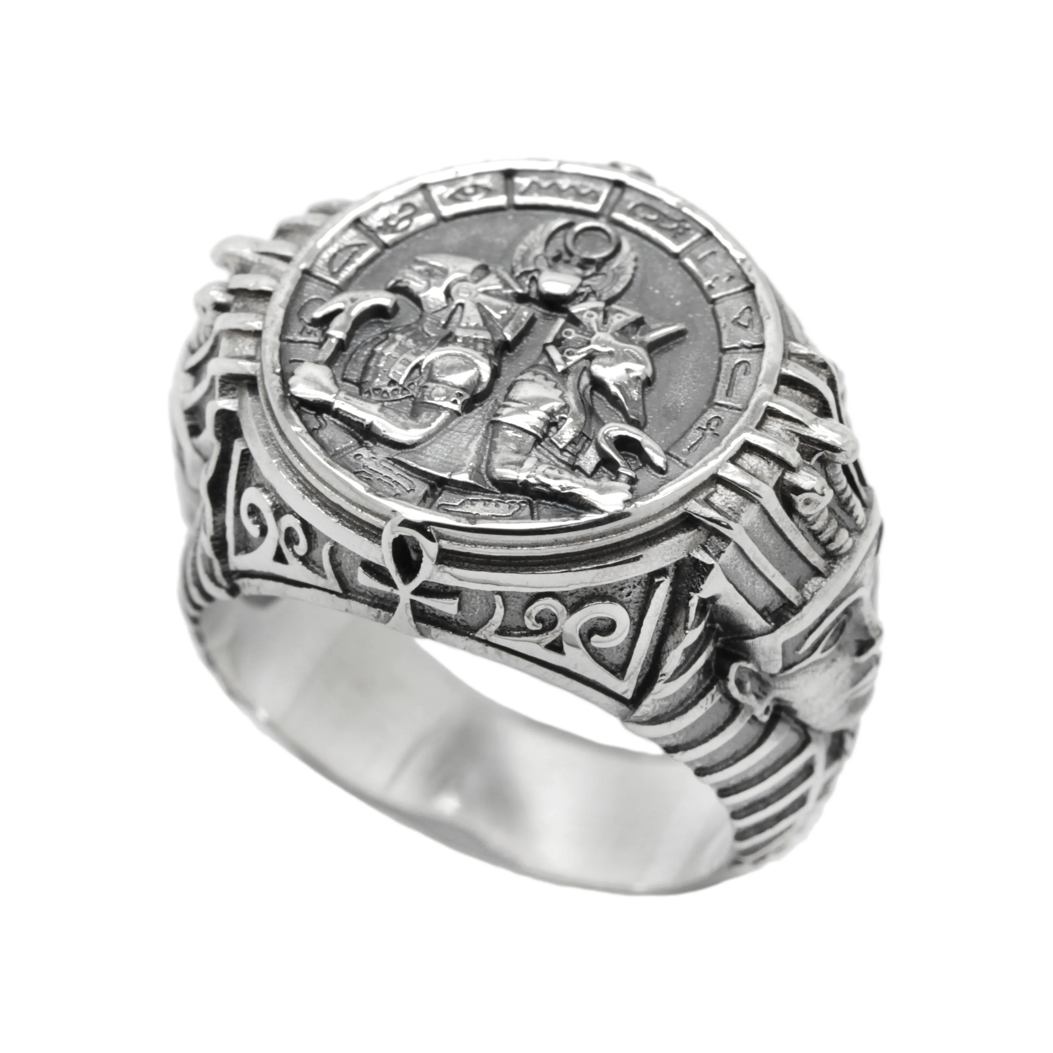 Gods of Egypt, A Huge Man Sterling Silver Ring Signet