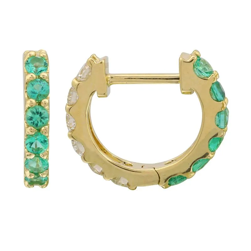 Half Diamond Half Gemstone Hoops