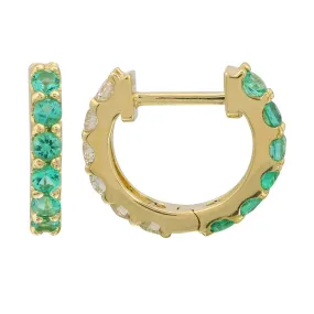 Half Diamond Half Gemstone Hoops