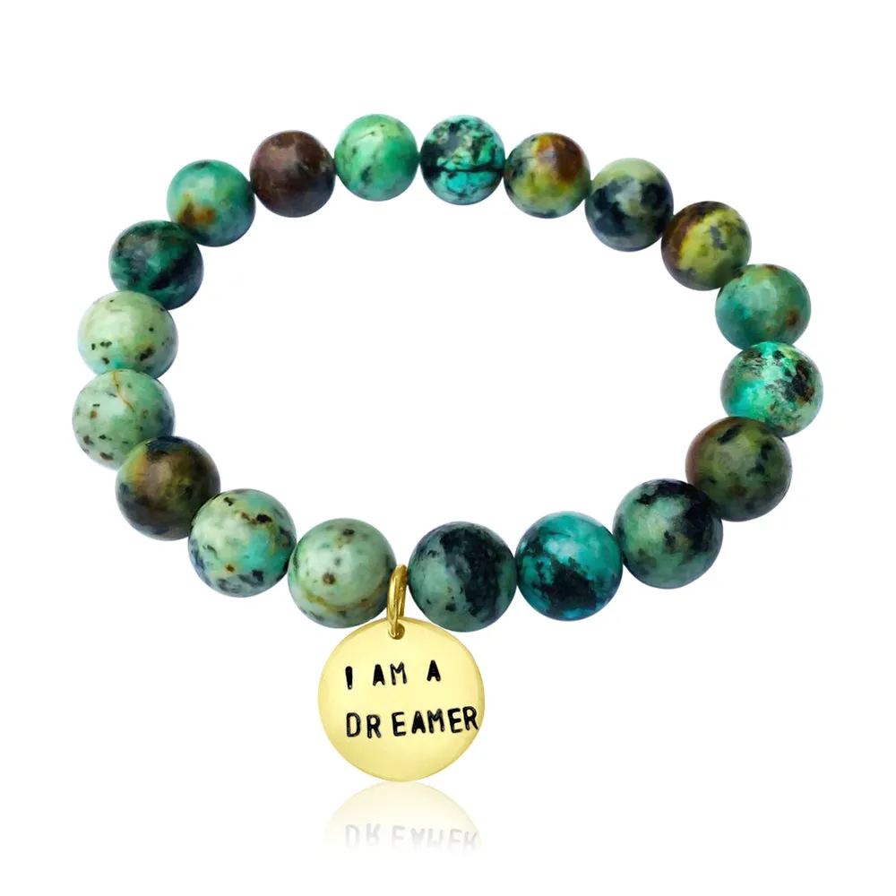 I am a Dreamer - Affirmation Bracelet with African Turquoise (GF)