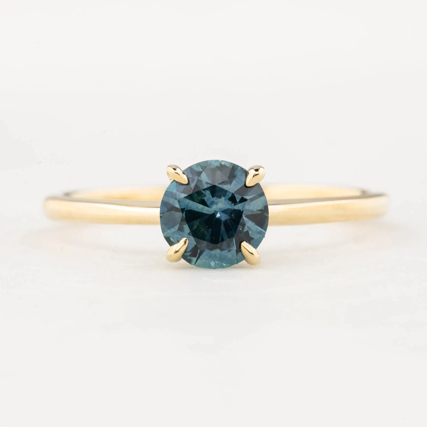 Jane Ring 0.86ct Round Montana Sapphire Ring 14K Yellow Gold (One of a kind)