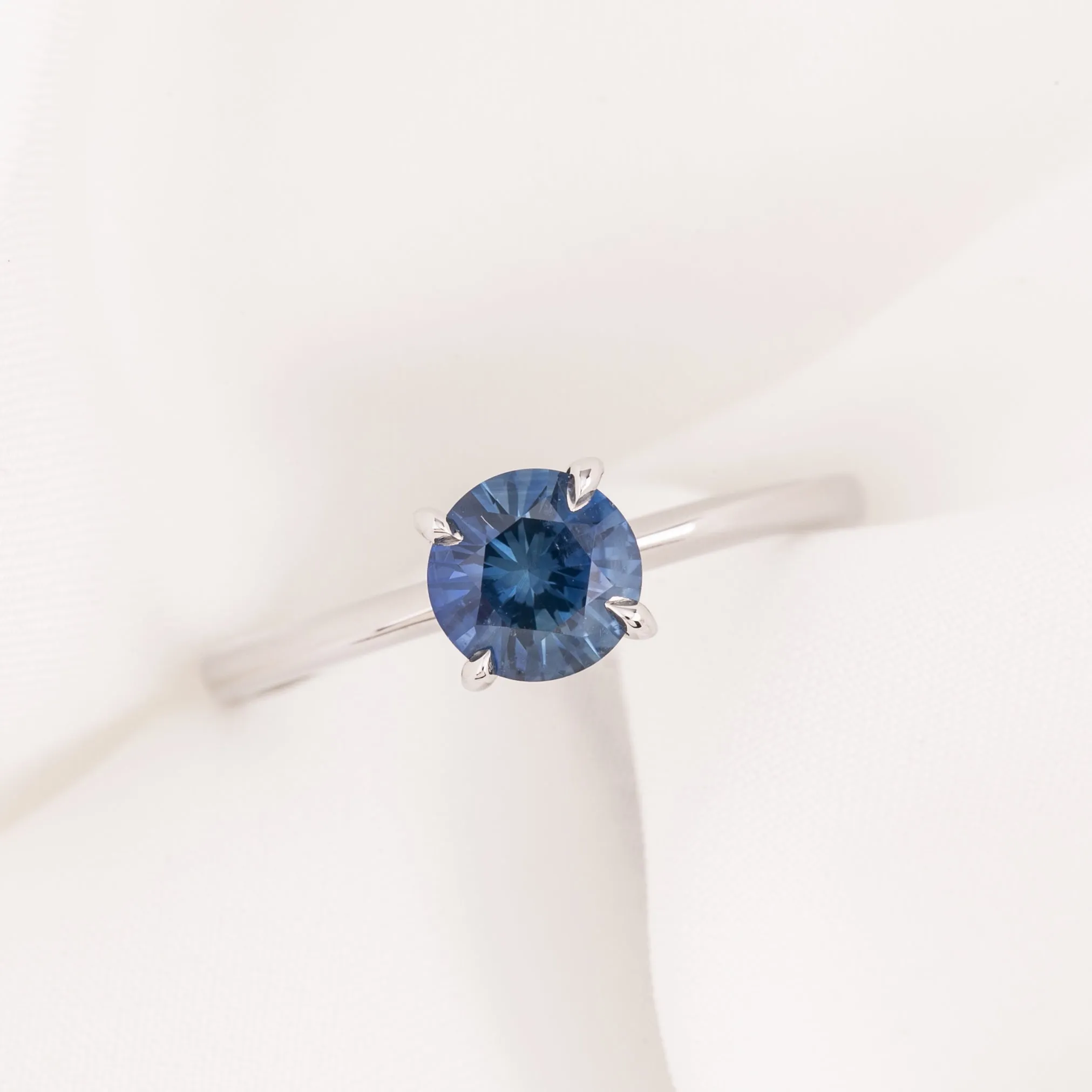 Jane Ring 0.97ct Montana Sapphire Ring 14K White Gold, One of a kind