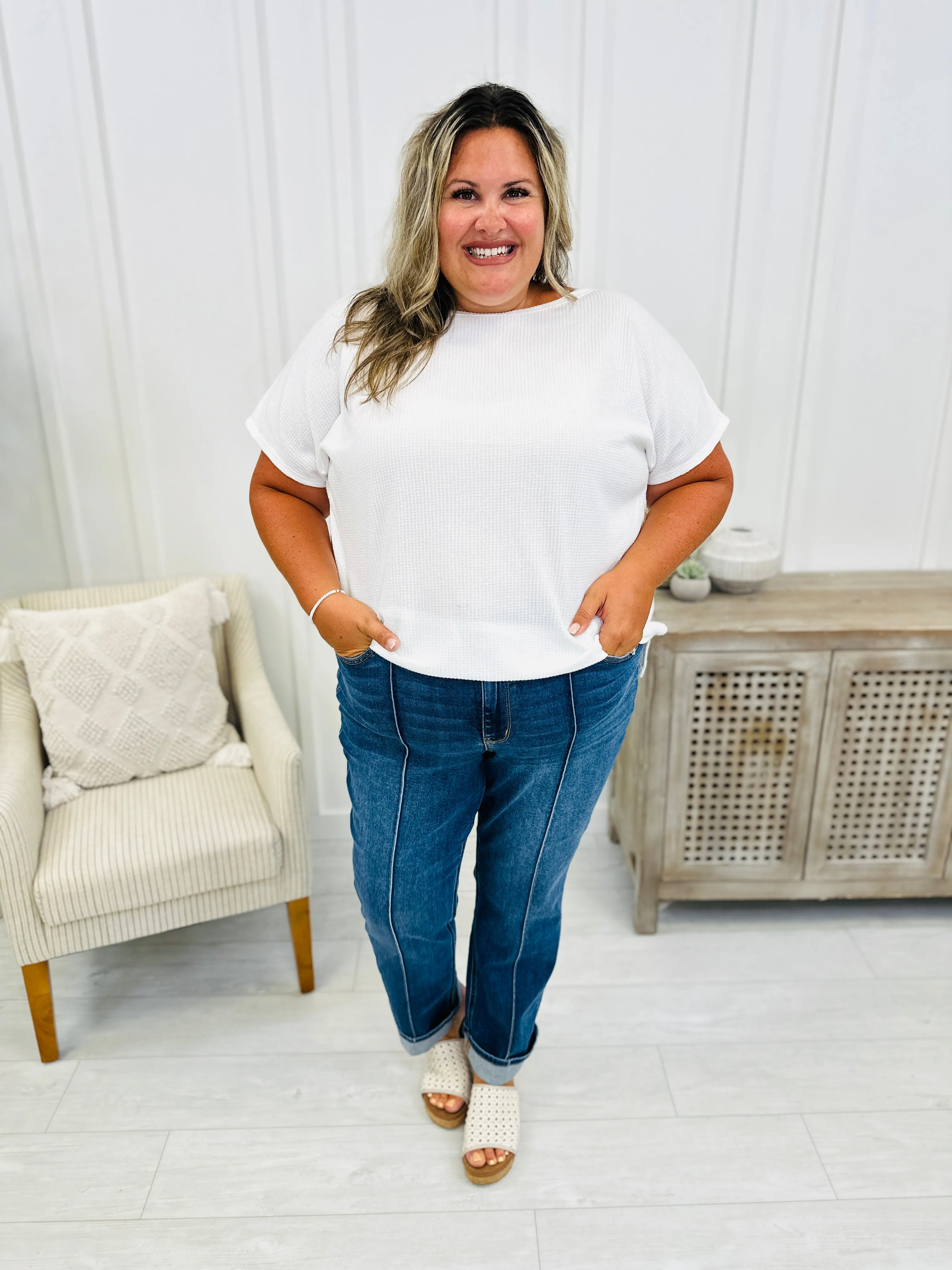 Judy Blue Waiting for You Cuffed Straight Leg Jeans in Reg/Curvy