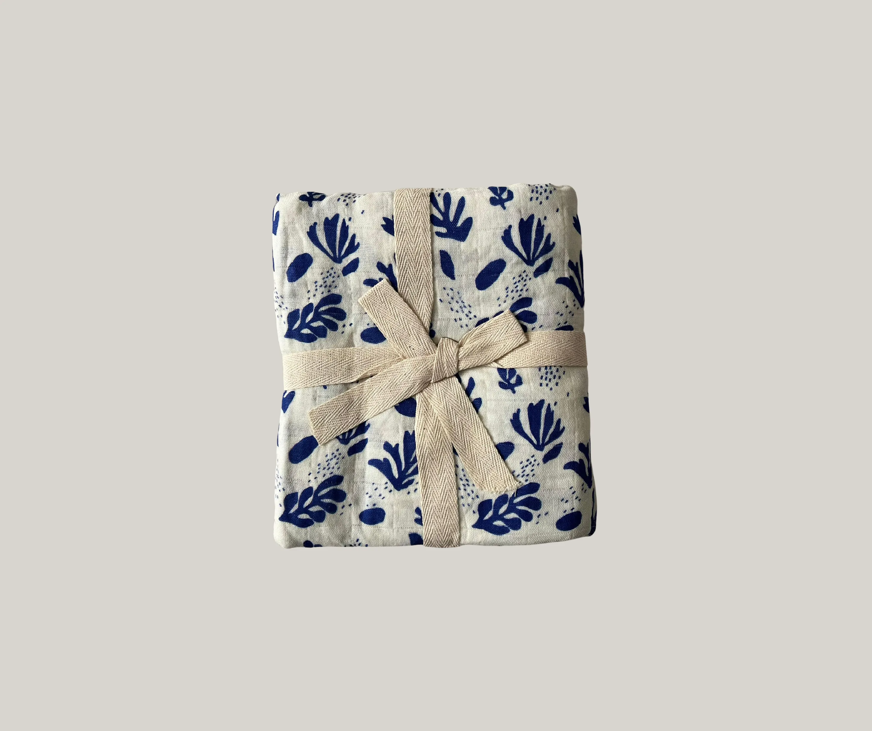 Large Organic Cotton Muslin Swaddle Blanket - Matisse Blue - Solstice Stories