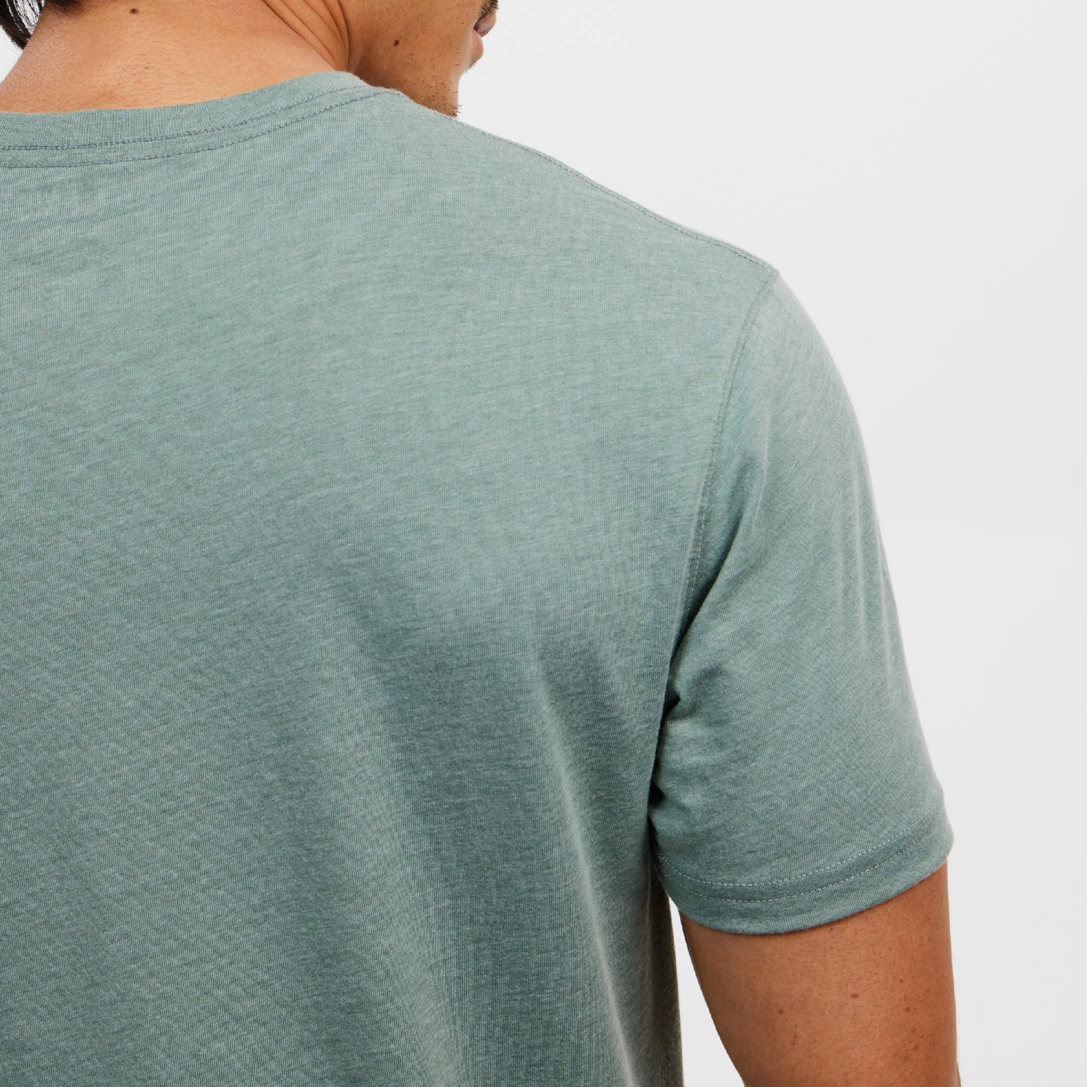 Lightweight Heathered Sage Short Sleeve Henley