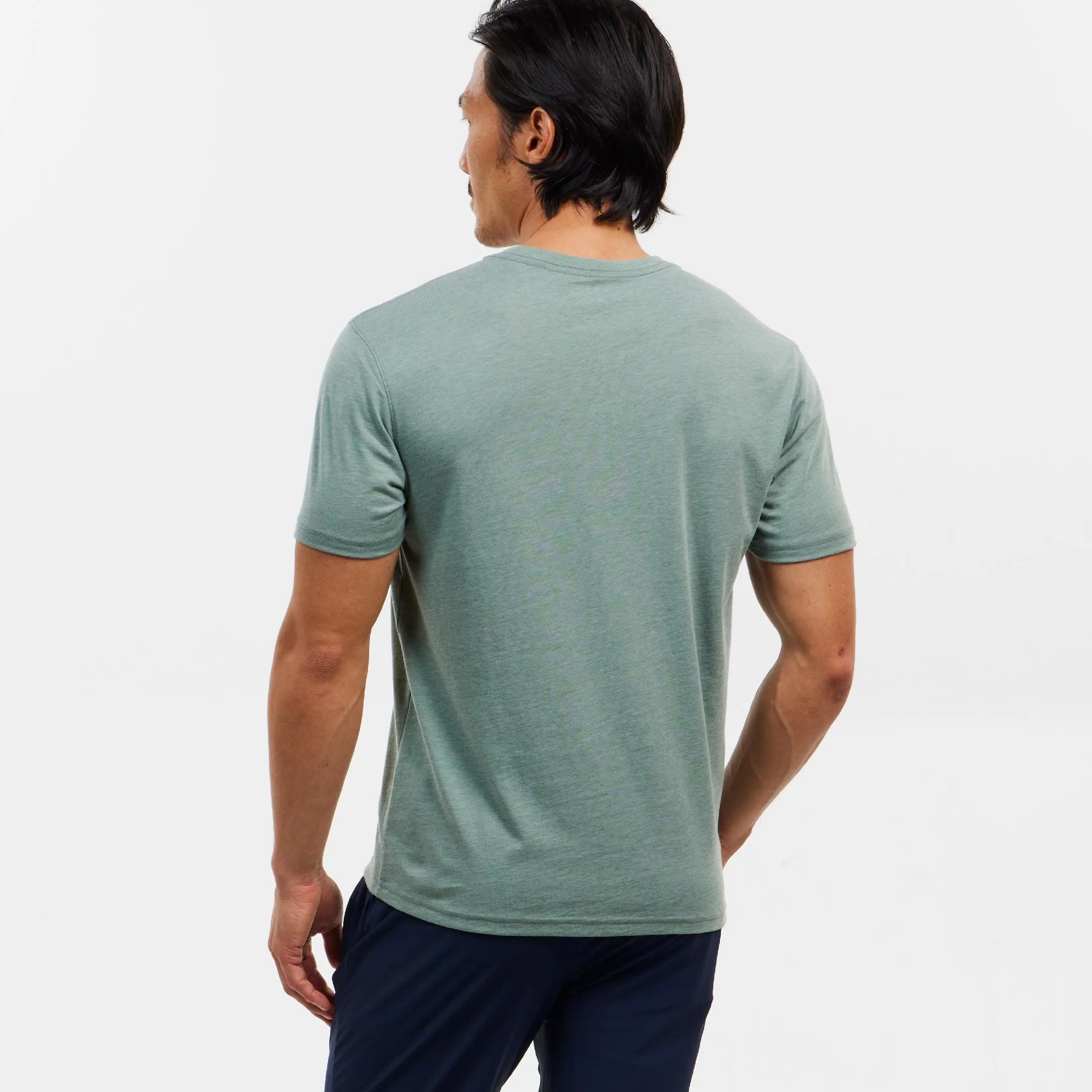 Lightweight Heathered Sage Short Sleeve Henley