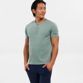 Lightweight Heathered Sage Short Sleeve Henley