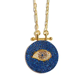 “Mallorca” Sterling silver gold plated eye necklace in blue