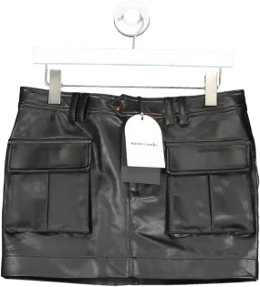 Mistress Rocks Black Vegan Leather Cargo Skirt UK M