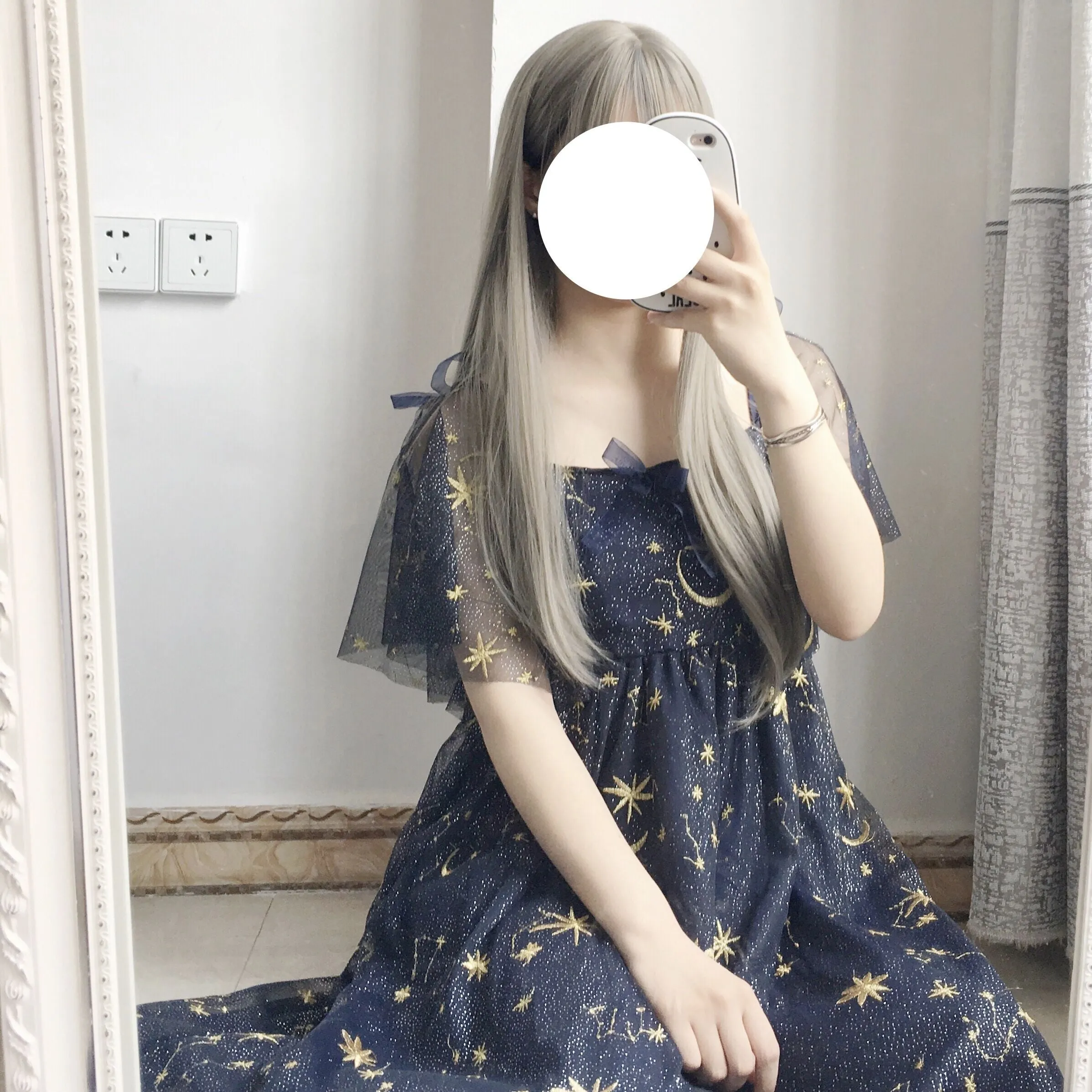 MOON EMBROIDERY BOW DRESS BY71114