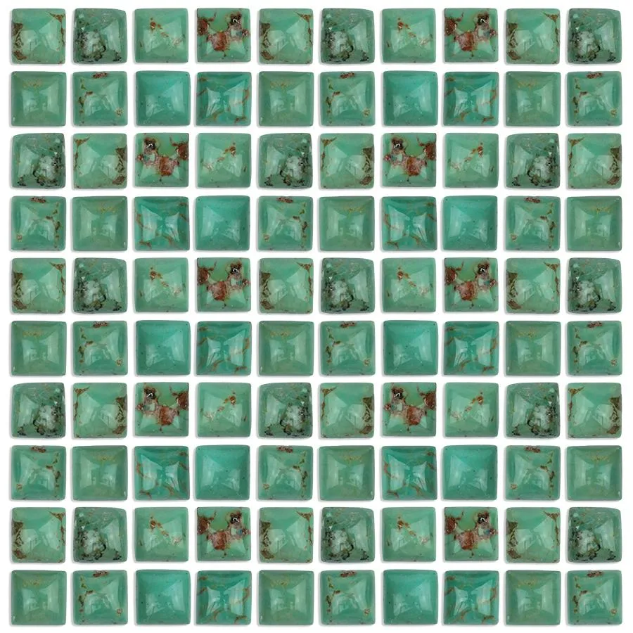 Natural Chinese Turquoise 7mm Square Cabochon - CLEARANCE