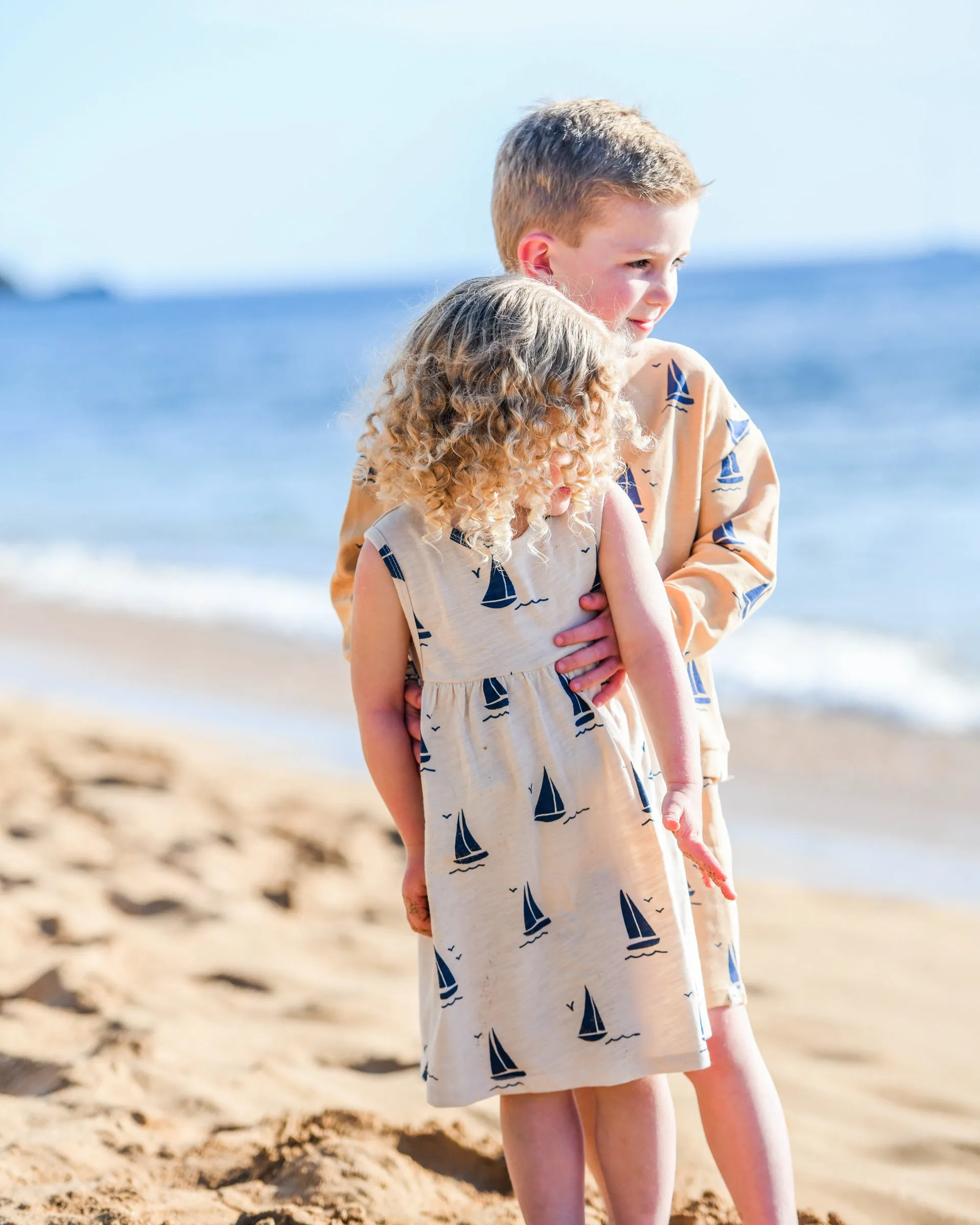 oh baby! Slub Tank Dress - Navy Sailboat Print - Oat