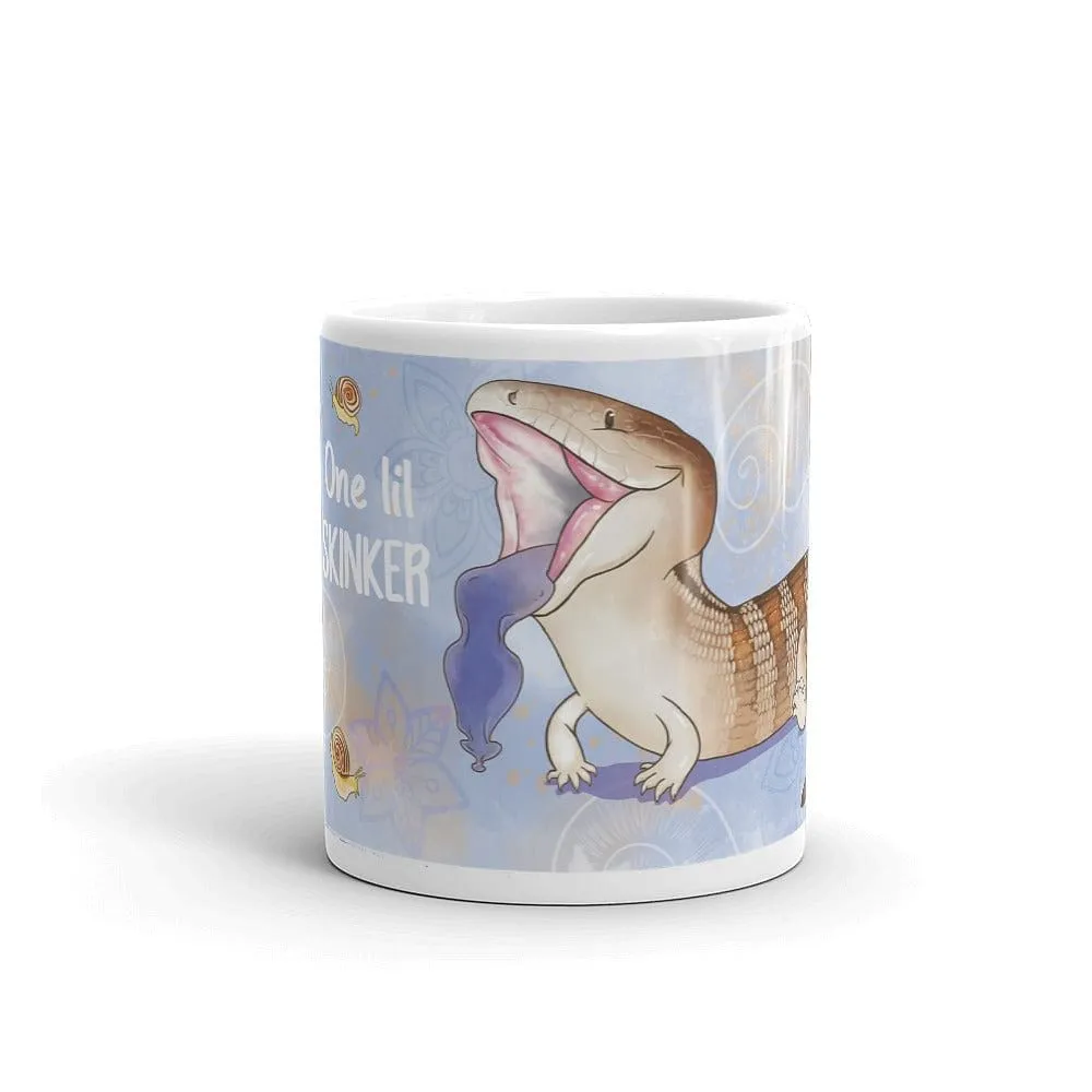 One Lil Skinker Blue Tongue Skink with Snails Reptile, Cute Lizard mug