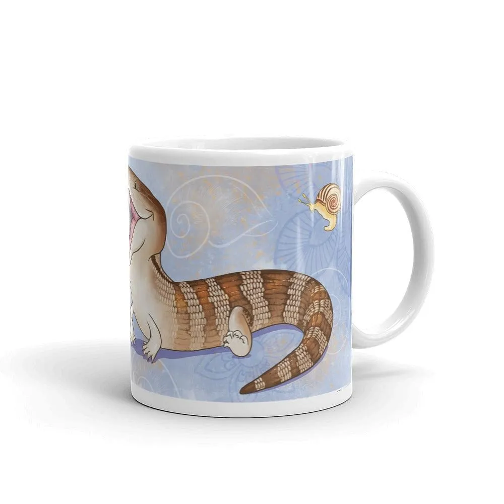 One Lil Skinker Blue Tongue Skink with Snails Reptile, Cute Lizard mug