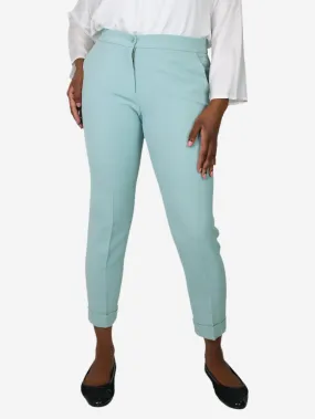 Pale turquoise cropped pocket trousers - size UK 12