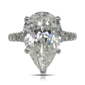 PALMA 8 CARAT PEAR SHAPE J COLOR VVS CLARITY DIAMOND ENGAGEMENT RING 18K WHITE GOLD GIA CERTIFIED 7 CT J VVS BY MIKE NEKTA