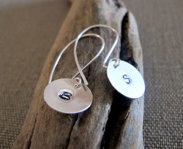 Personalized Sterling Silver Initial Engraved Earrings