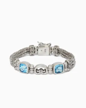 Reef Bay Link Bracelet with Stones & Petroglyph - Hampton Blue Topaz