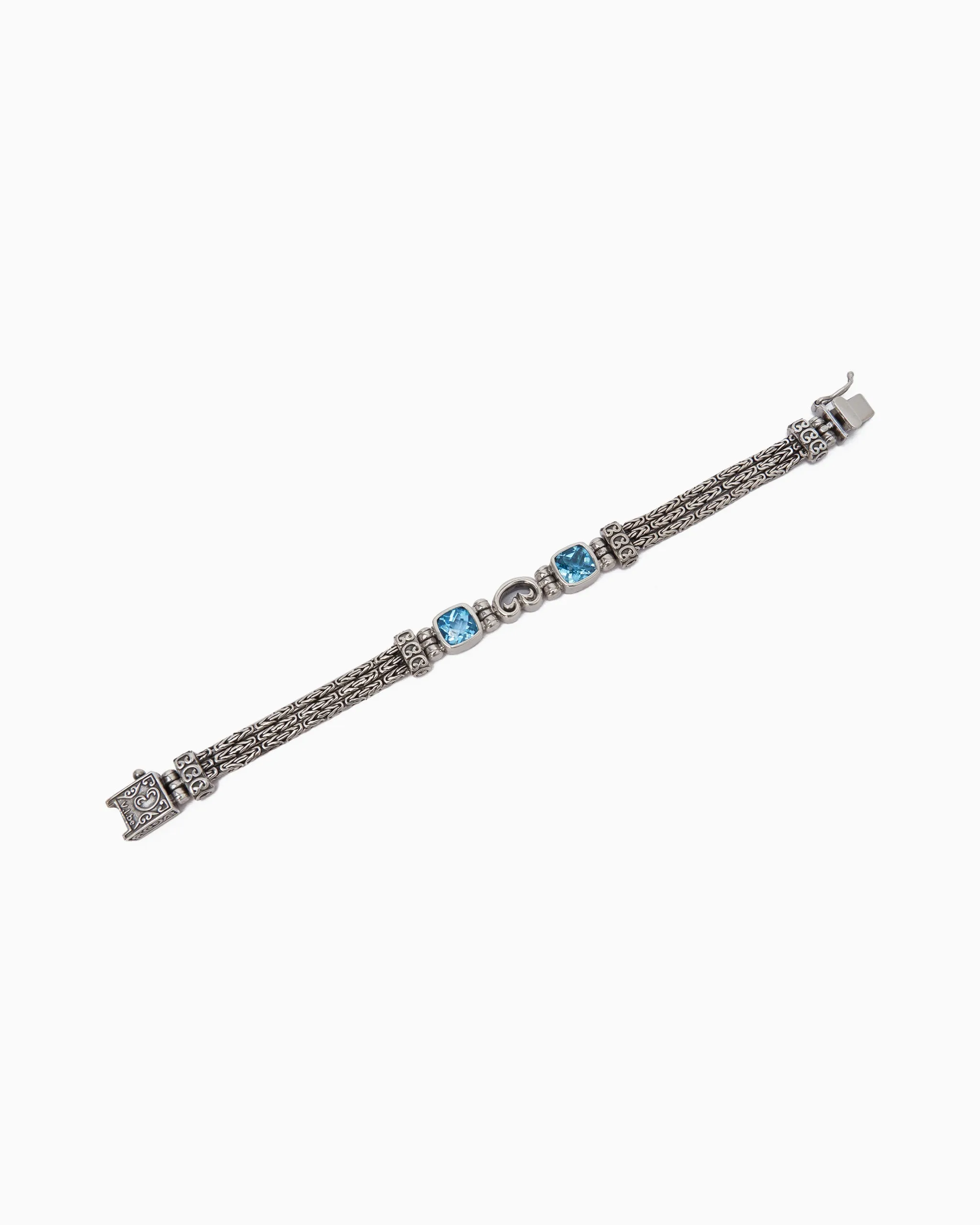 Reef Bay Link Bracelet with Stones & Petroglyph - Hampton Blue Topaz