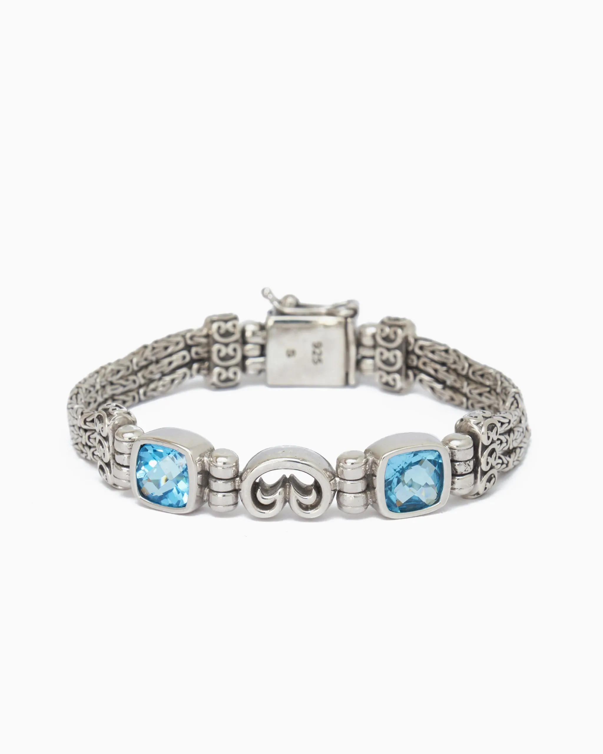 Reef Bay Link Bracelet with Stones & Petroglyph - Hampton Blue Topaz