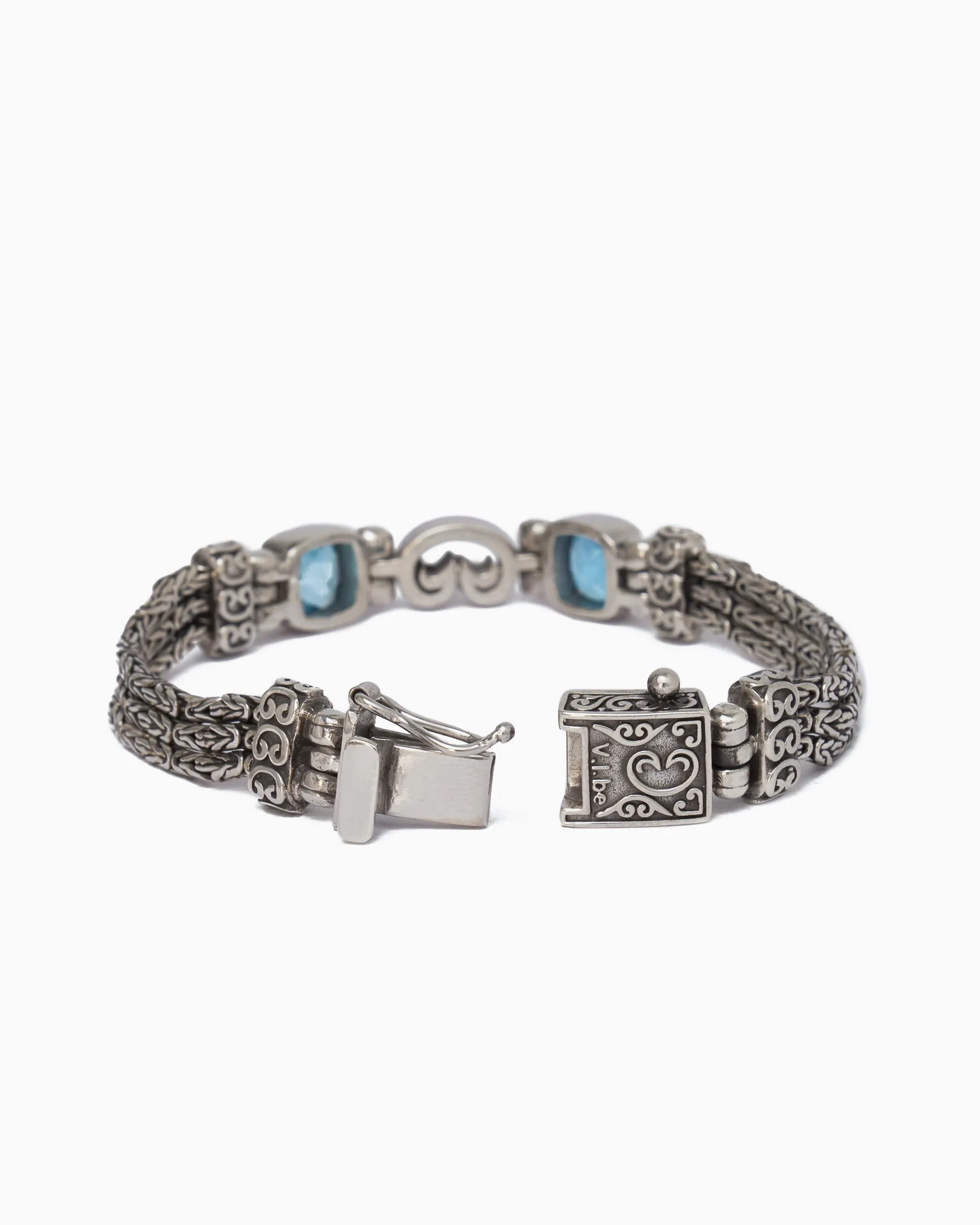 Reef Bay Link Bracelet with Stones & Petroglyph - Hampton Blue Topaz