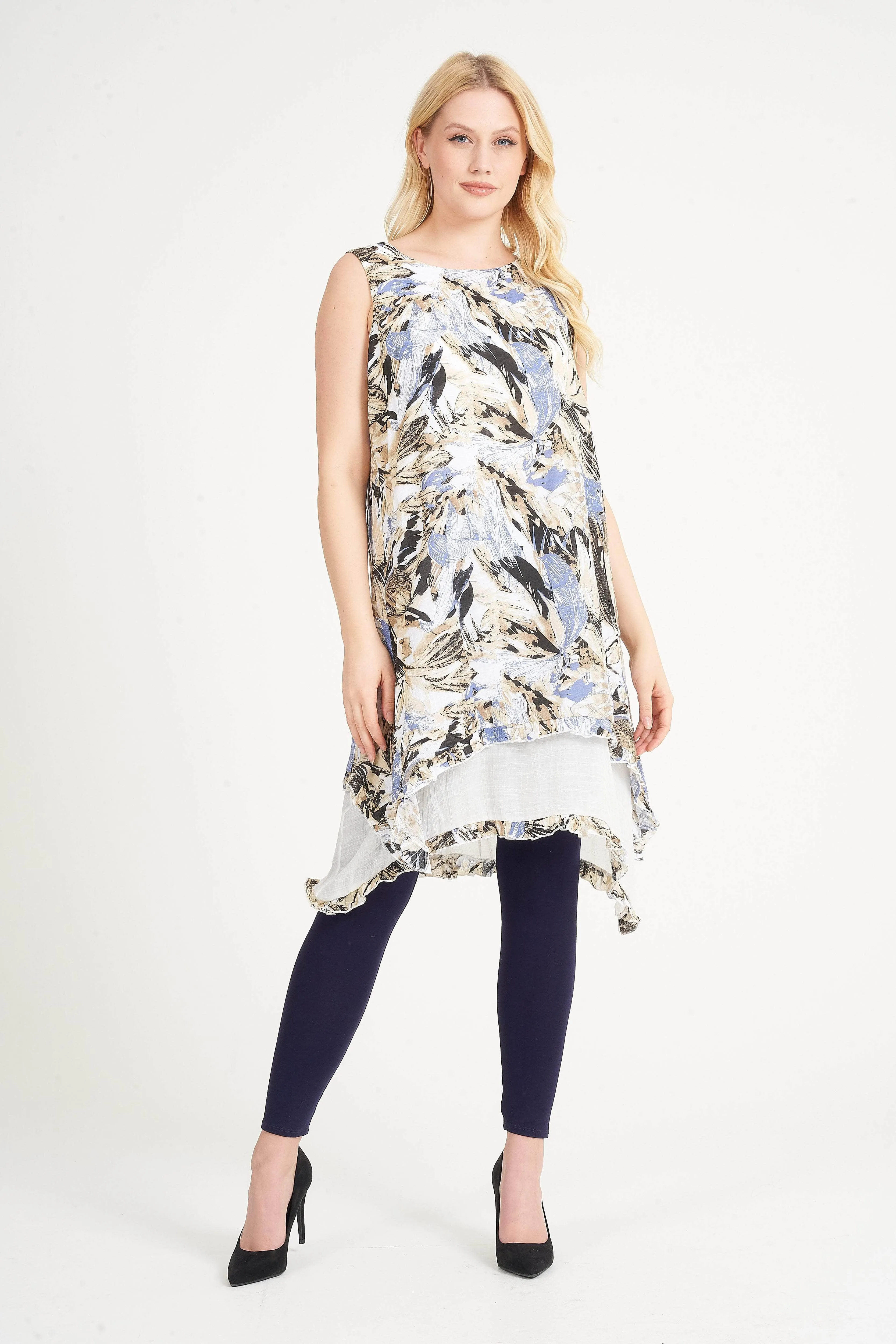 Saloos Sleeveless Botanical Print Dress