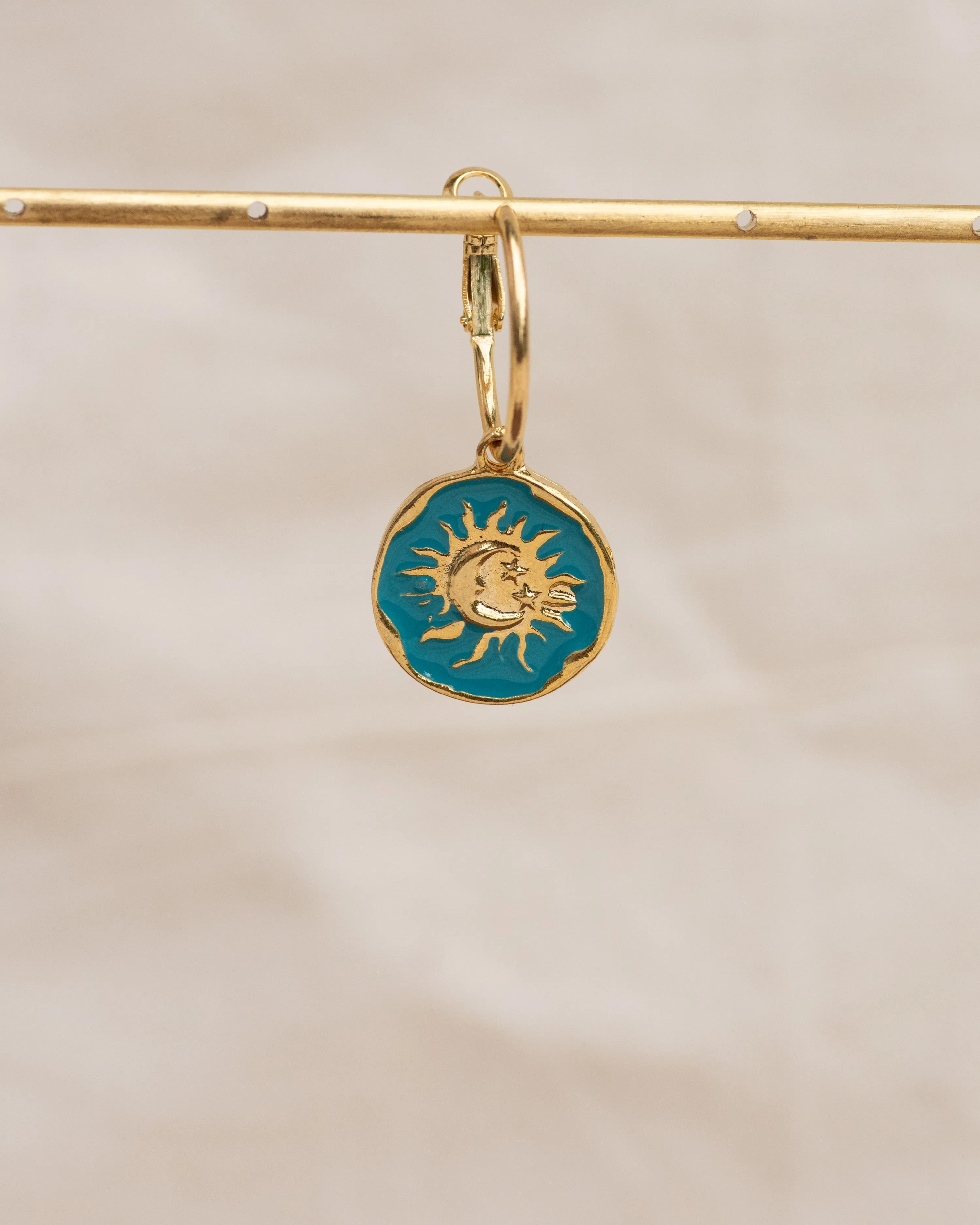 Single Charm Hoop Earring (Sun   Moon Ocean Embrace)