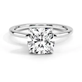 Solitaire Cushion Engagement Ring With Hidden Halo