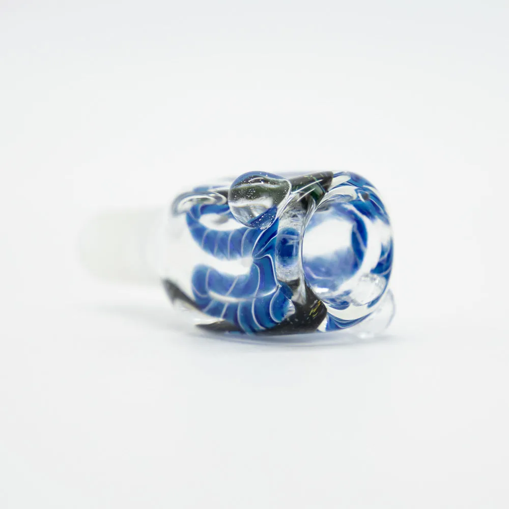 Swirly Round Glass Cone - Dark Blue (14mm)