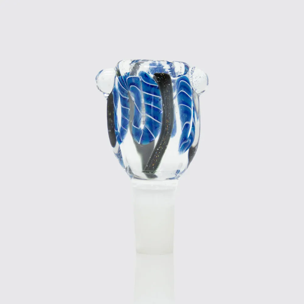 Swirly Round Glass Cone - Dark Blue (14mm)