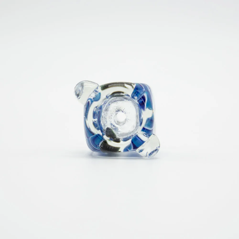 Swirly Round Glass Cone - Dark Blue (14mm)