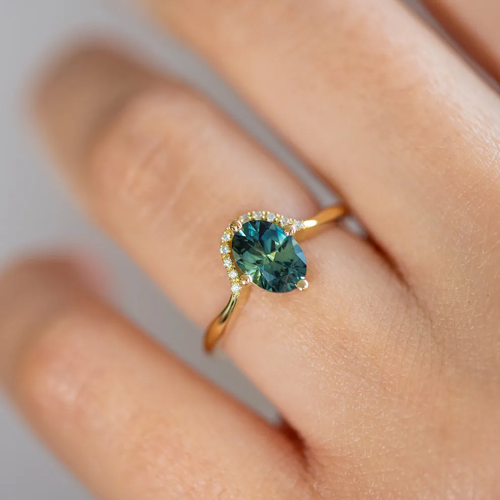 Teal Sapphire Engagement Ring - One Carat