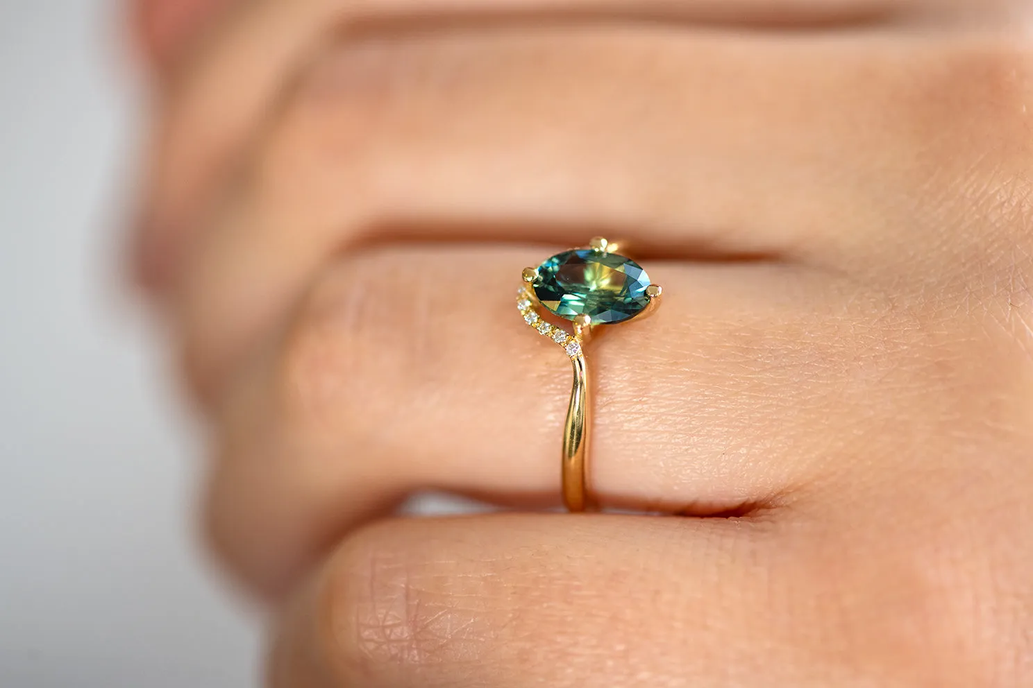 Teal Sapphire Engagement Ring - One Carat