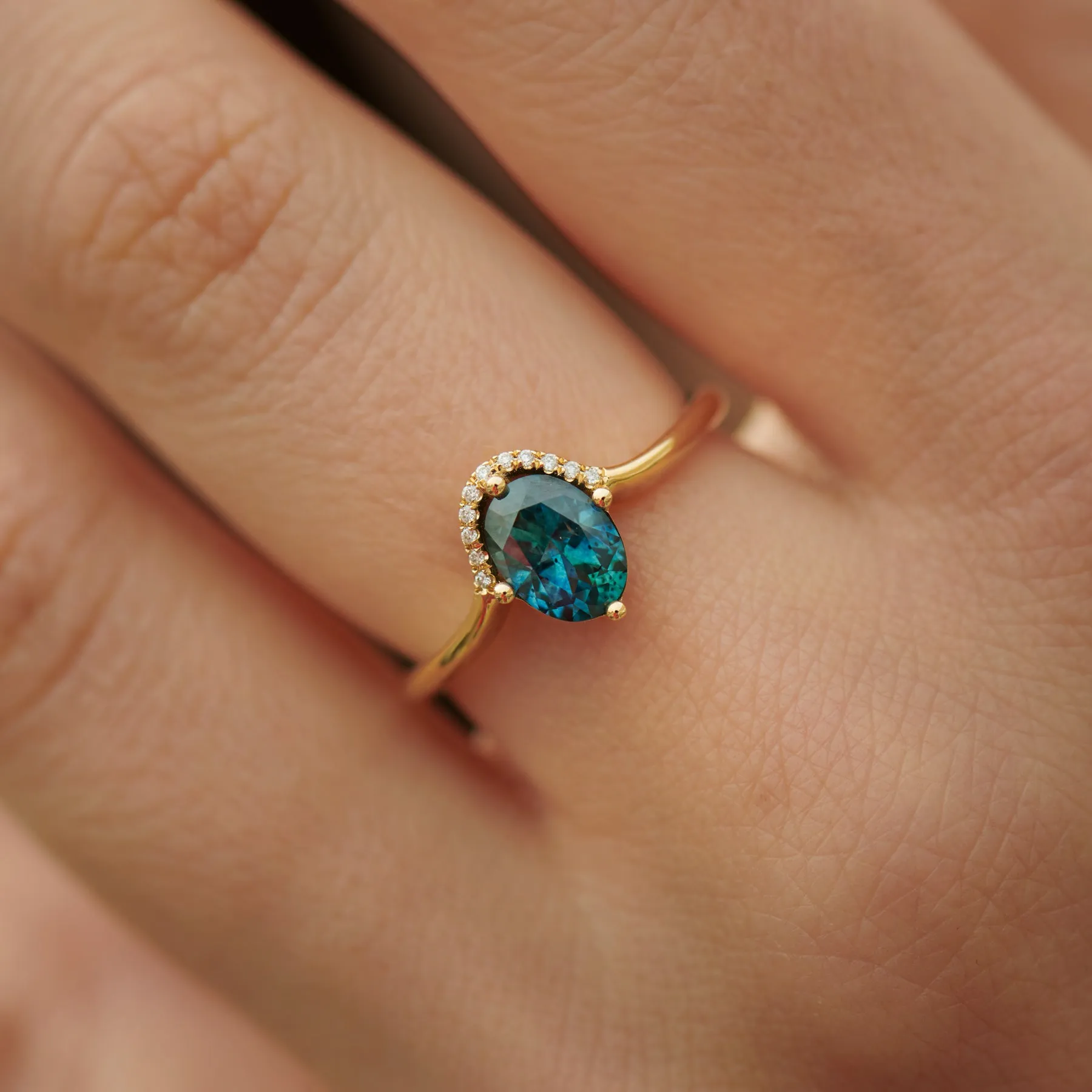 Teal Sapphire Engagement Ring - One Carat