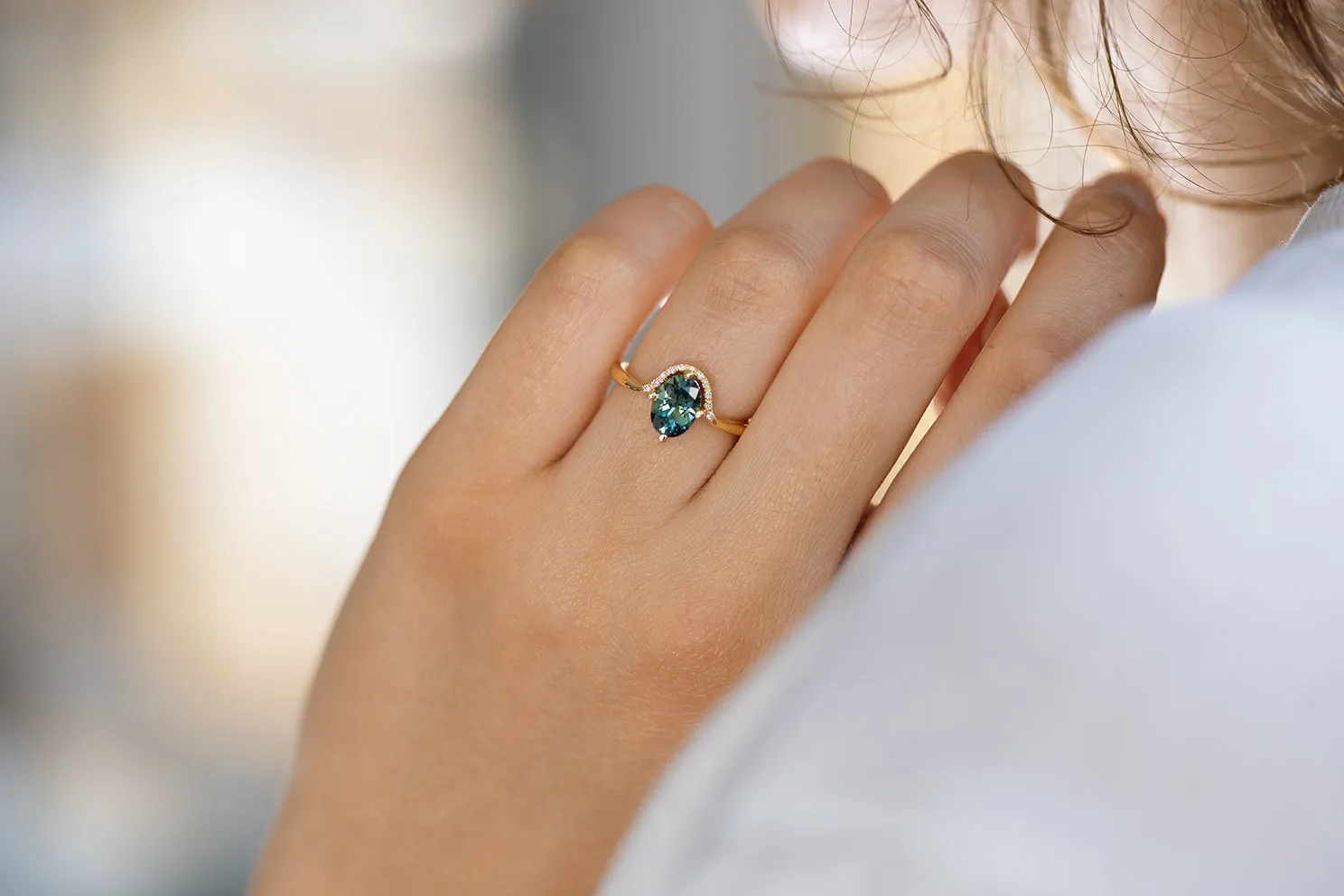 Teal Sapphire Engagement Ring - One Carat