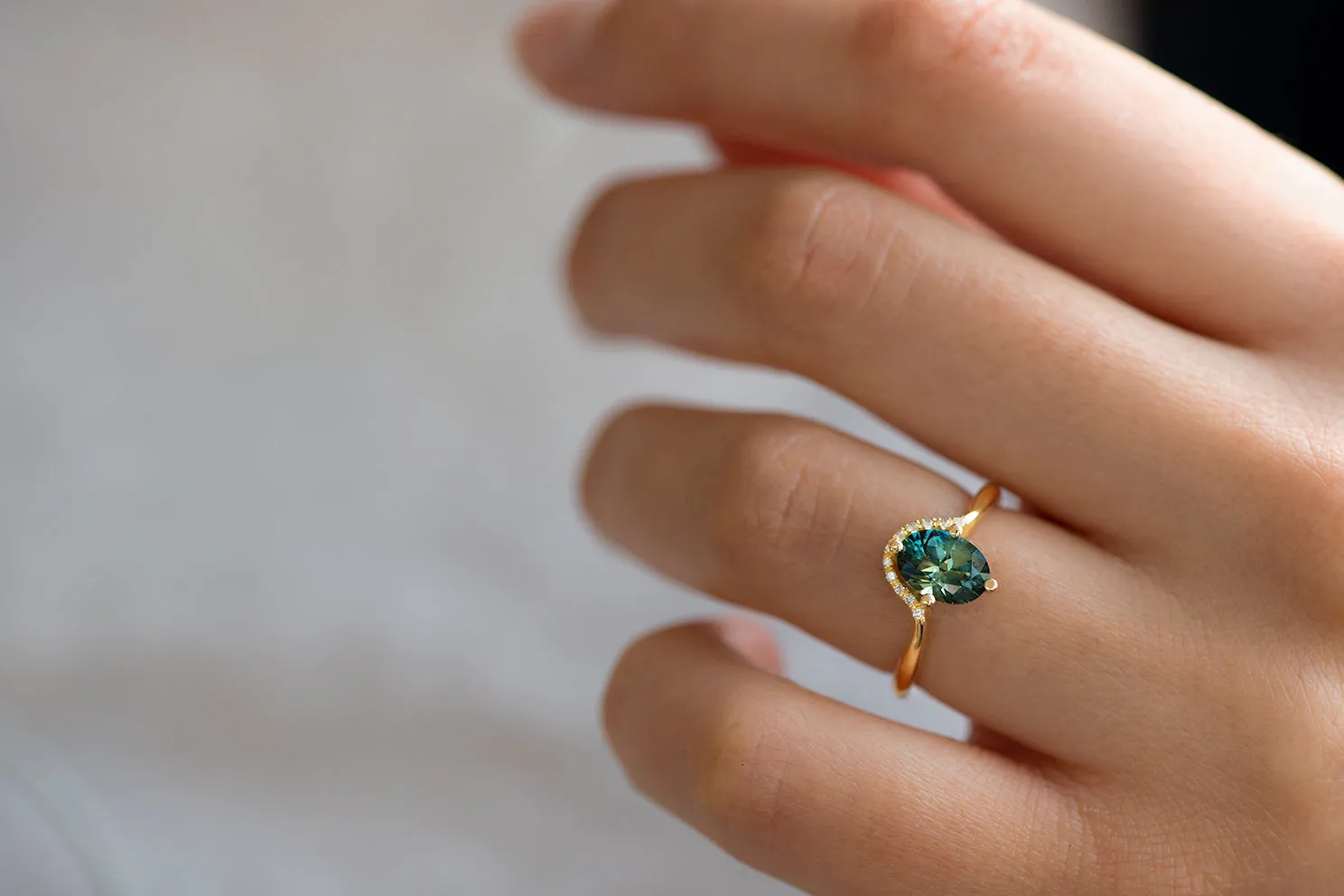 Teal Sapphire Engagement Ring - One Carat