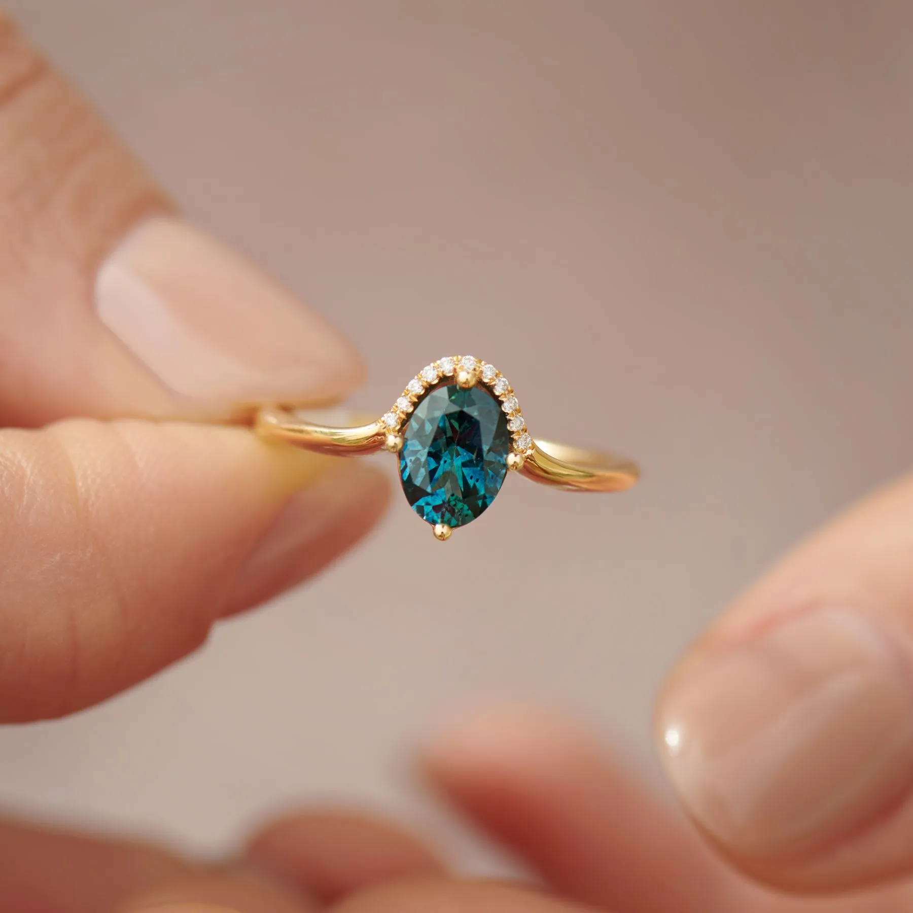 Teal Sapphire Engagement Ring - One Carat